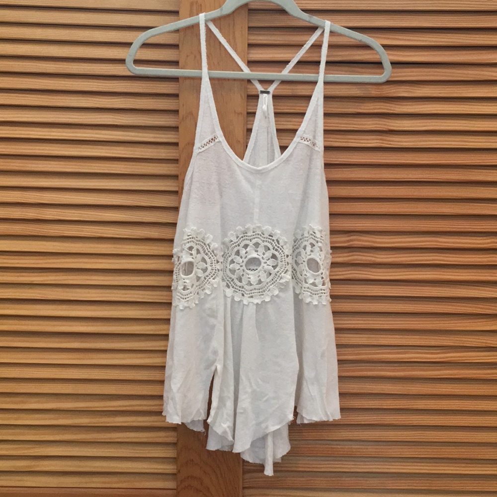 Free People white cut out tank top